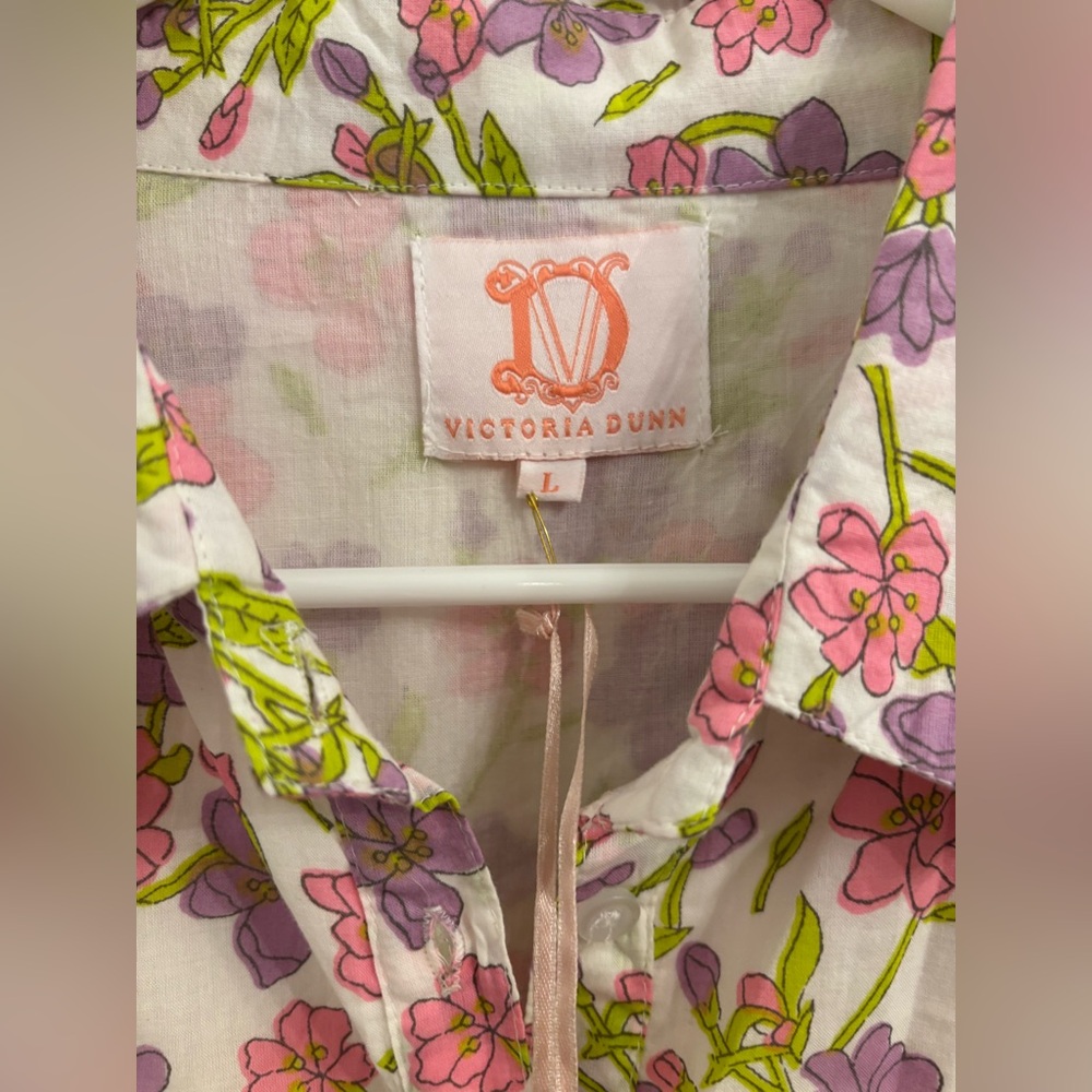 Victoria Dunn Floral Button-Front Midi Dress in Pink and Green - Picture 5 of 6